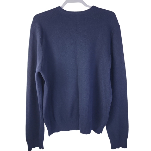 Polo Ralph Lauren Navy Lambswool Sweater Men's XXL V-neck Pullover Vintage - Picture 3 of 5